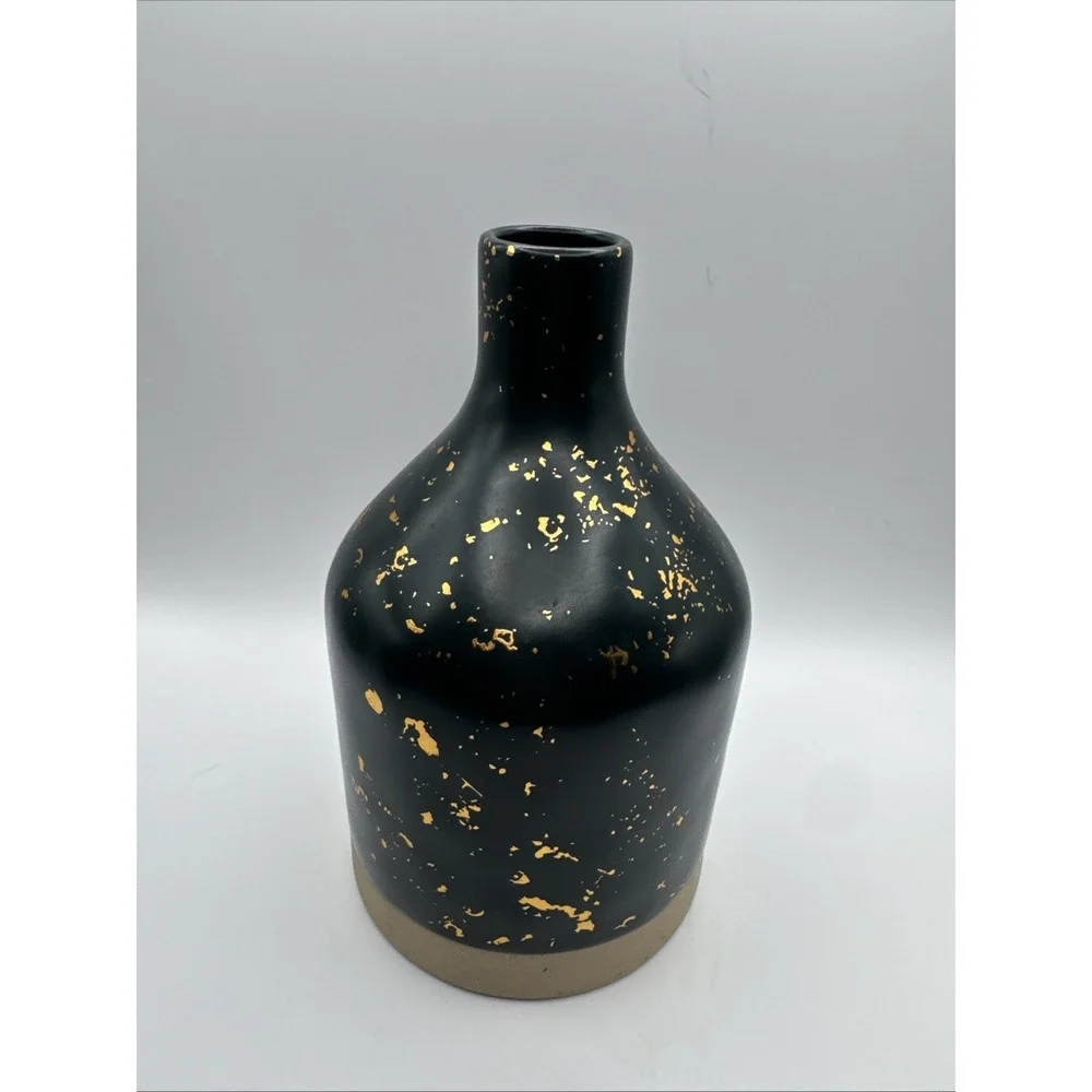 Hearth & Hand Magnolia Vase Deep‎ Teal & Gold Flecks Modern Farmhouse Decor Fall